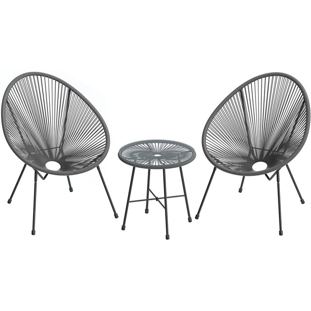 Songmics – Lot de meubles de jardin Acapulco 3 pièces, gris