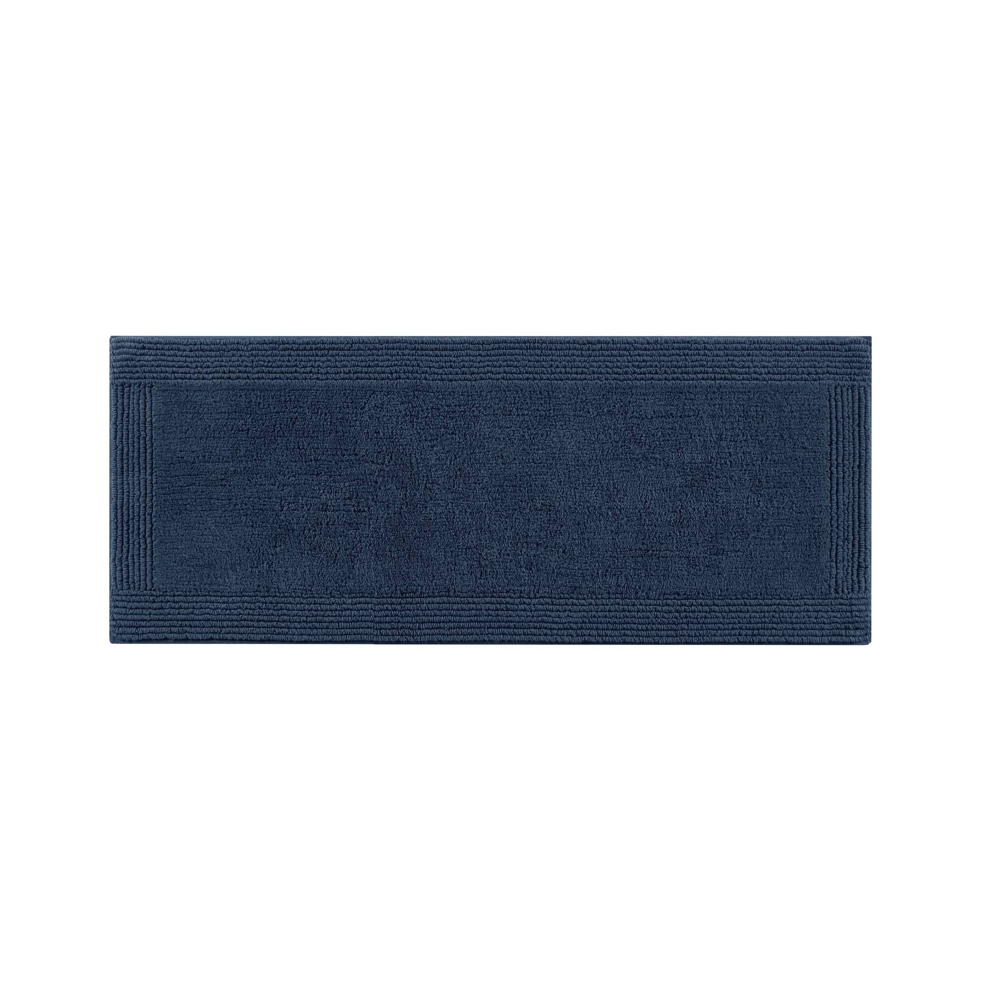 100% Cotton Tufted 3000 GSM Reversible Bath Rug 24x44" Navy Ultra Plush Dense Machine Washable Bathroom Rug