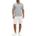 thumbnail image 2 of Outfit Men's Textured Knit Polo Shirt V Neck Short Sleeve Casual Golf Polo Shirt S Light Gray, 2 of 6