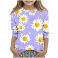 thumbnail image 2 of Graphic Tees Girls 3/4 Sleeve Floral Tops Trendy Casual Cute Crewneck T Shirts Toddler Girl Clothes Y2K Fall Fashion Tees Workout Gym Outfits, Size 3-12, 2 of 5