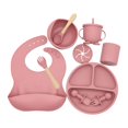 thumbnail image 2 of Vajilla de silicona para alimentación de bebés, babero ajustable, juego de tazones sin BPA (rojo) Tmvgtek Para estrenar, 2 of 9