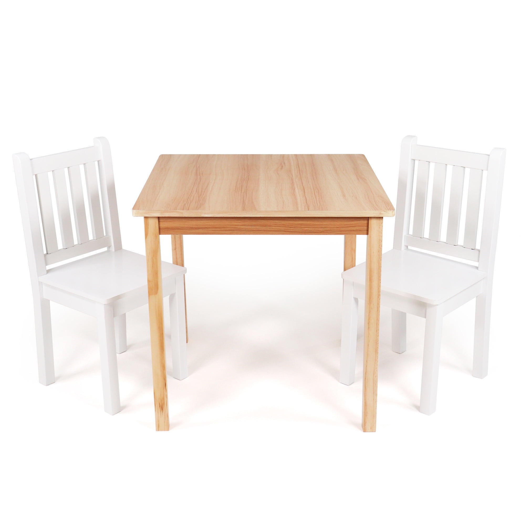 Ensemble Table Et 4 Chaises En Bois Pour Enfants Humble Crew - Table Carrée 56x66 Cm - Bois Naturel Et Couleurs Primaires - Pour 3-6 Ans