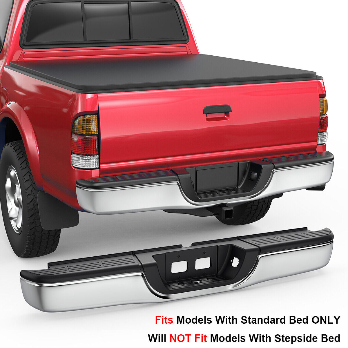 Complete Chrome Rear Step Bumper Assembly For Toyota Tacoma 2005-2015 - Bolt-On
