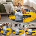 thumbnail image 5 of Abstract Color Block Round Rugs for Living Room 6ft Yellow Block Gradient Gray Modern Non Slip Circle Rug Washable Low-Profile Indoor Carpet for Bedroom, Dining Room, Bathroom, 5 of 9