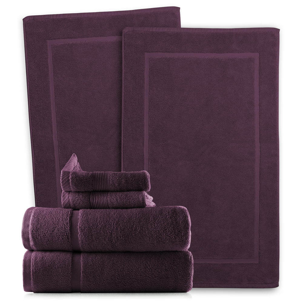 Hearth And Harbor Luxury Set Of 2 Bath Mats 985 Gsm And 2 Wash Cloth