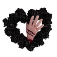 thumbnail image 4 of Corona de rosas negras con mano ensangrentada para Halloween, decoración de fiesta, accesorio para fotos, corona de puerta espeluznante para pared de, 4 of 8