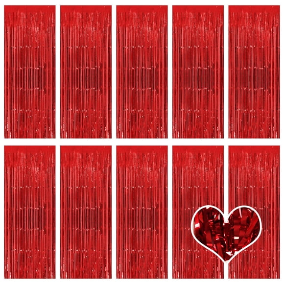 Cortinas de flecos de papel metalizado Ohiyoo 10 unidades rojo 1x2,5 m