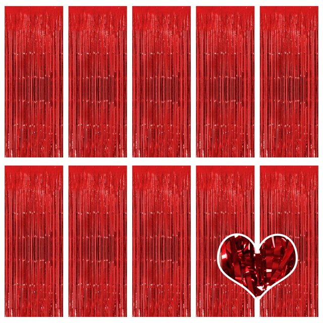 Cortinas de flecos de papel metalizado Ohiyoo 10 unidades rojo 1x2,5 m