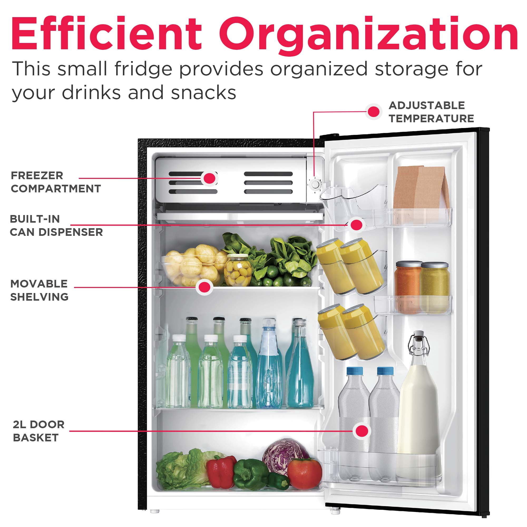 Frigidaire 3.2 Cu ft. Dry Erase Retro Refrigerator, 91L Compact Fridge with Chiller Compartment, Black