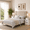 beige&white-3pcs, variant on Aiho 3-Piece Bedroom Furniture Set, Queen Size Upholstered Platform Bed Frame with Wingback Headboard and 2 LED Nightstands with Drawers, Black