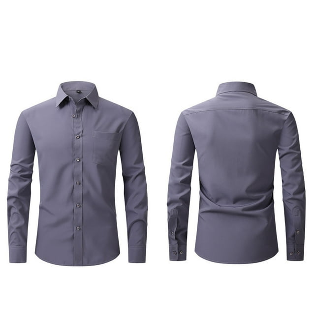 Dress Shirts for Men with Pocket Long Sleeve Big & Tall Tshirts Shirt Button-Down Collared Wrinkle-Free Solid Color Business Work Tops