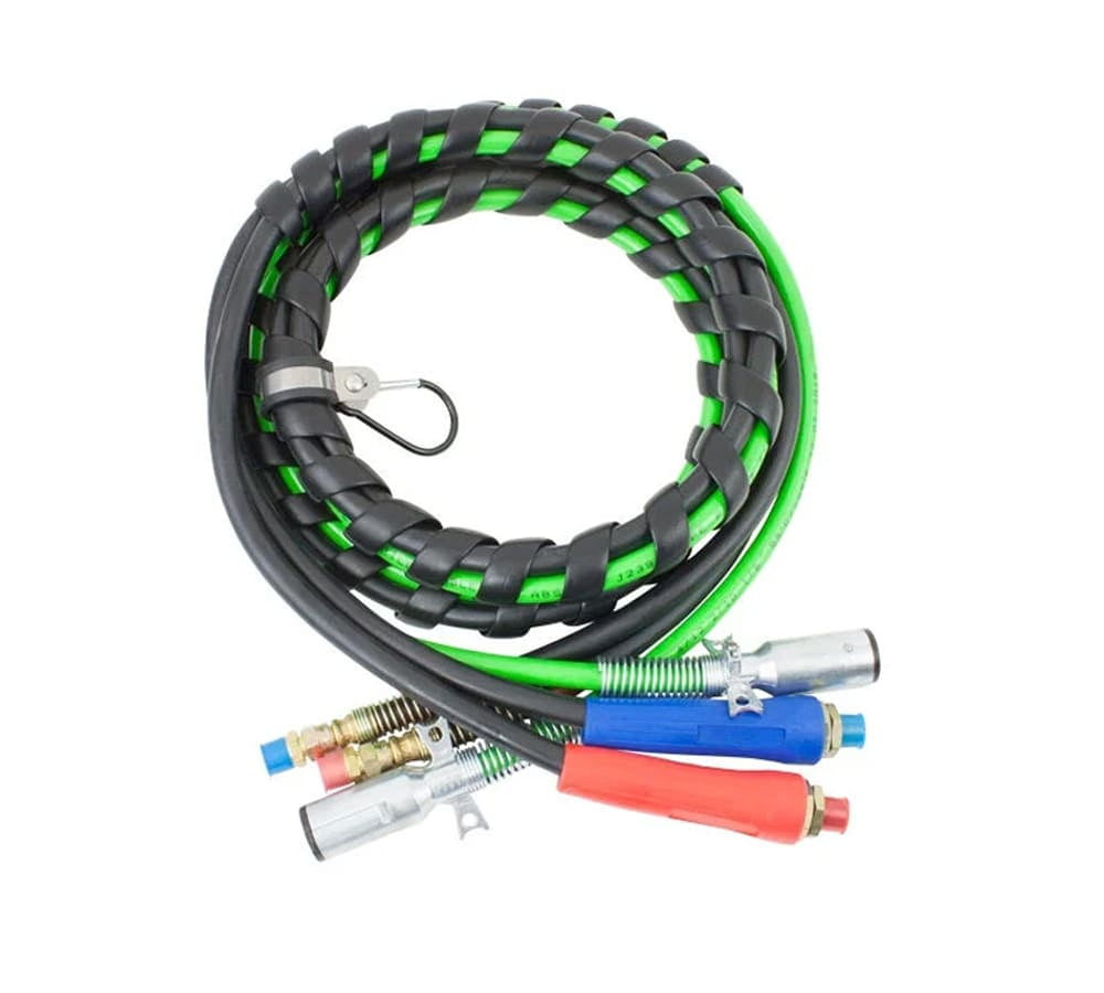 (2 Pack) 3-in-One Rubber Air Hose Electrical Cable Wrap 12' Air Line Hose