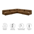 thumbnail image 2 of Modway Auren 5-Piece Upholstered Armless L-Shaped Vegan Leather Modular Sofa in Coffee, 2 of 7
