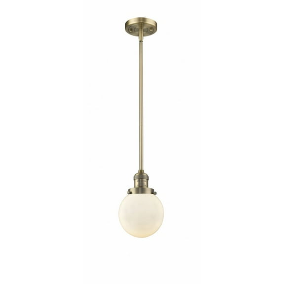 Innovations Lighting  Franklin Restoration Beacon 1 Light 6" Stem Hung Mini Pendant Brushed Brass/Matte White