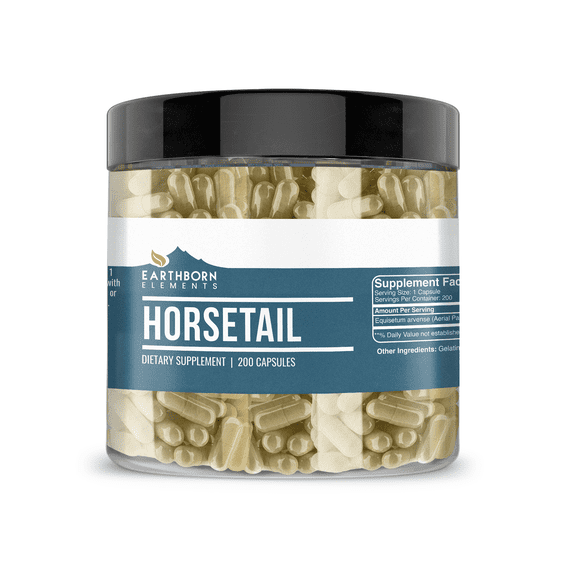 Earthborn Elements Horsetail 200 Capsules, Pure & Undiluted, No Additives