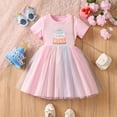 thumbnail image 2 of Tfken Girls Dresses For Summer Short Sleeve Crew Neck Print Tutu Tulle Dresses Daily Wear Trendy Children Comfortable Clothes Red Size 4-5 Years, 2 of 6