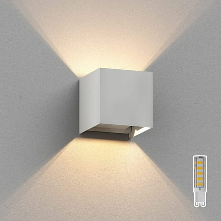 

Wall Light For Outside White Ip65 Up & Downlight + Led Lamp 501Lm Warm White