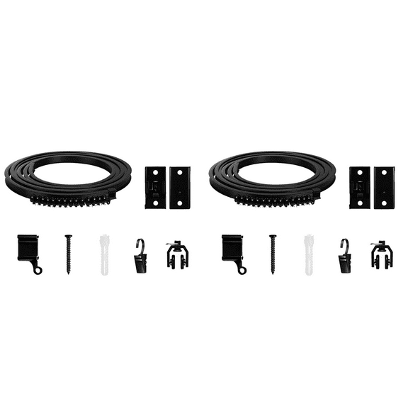 2X Flexible Bendable Curtain Track, Ceiling Wall Mounted, Black Curved Heavy Duty RV Sliding Curtain Track 5Meter,2 set x Curtain rail