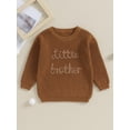 thumbnail image 3 of Yunliwuli Baby Boys Sweater Letter Embroidery Crew Neck Long Sleeve Pullovers Fall Toddler Clothes Jumpers Tops, 3 of 10