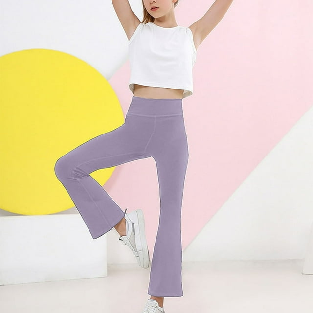 CHUANK Pantalon pour Fille Filles Extérieur Décontracté Jegging devant Plat Style (Violet 9-10 Ans)