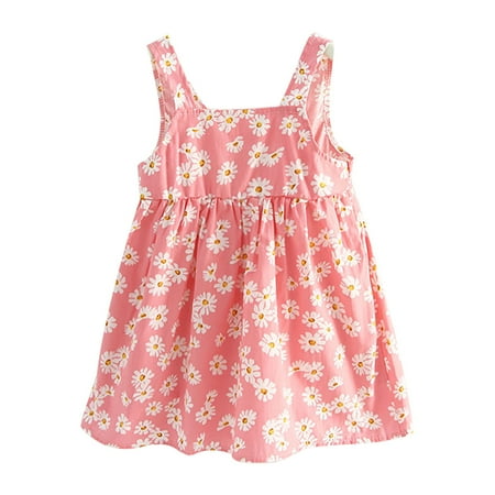 

Infant Baby Girls Dresses Floral Printed Sleeveless O-Neck Daisy Slip Beach Clothes Wedding Stylish Holiday Dress