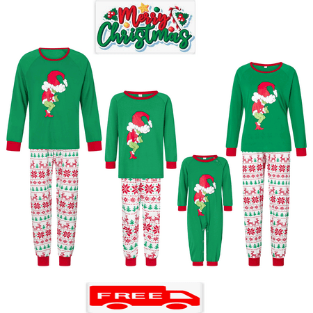 

Christm Pajam For Family Cartoon Print Tops and Pants