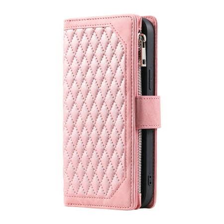 Dteck Crossbody Wallet Case for Samsung Galaxy S26 Ultra, Shockproof PU Leather Flip Phone Case with Card Holder Zipper Pocket Kickstand and Detachable Strap, Rosegold