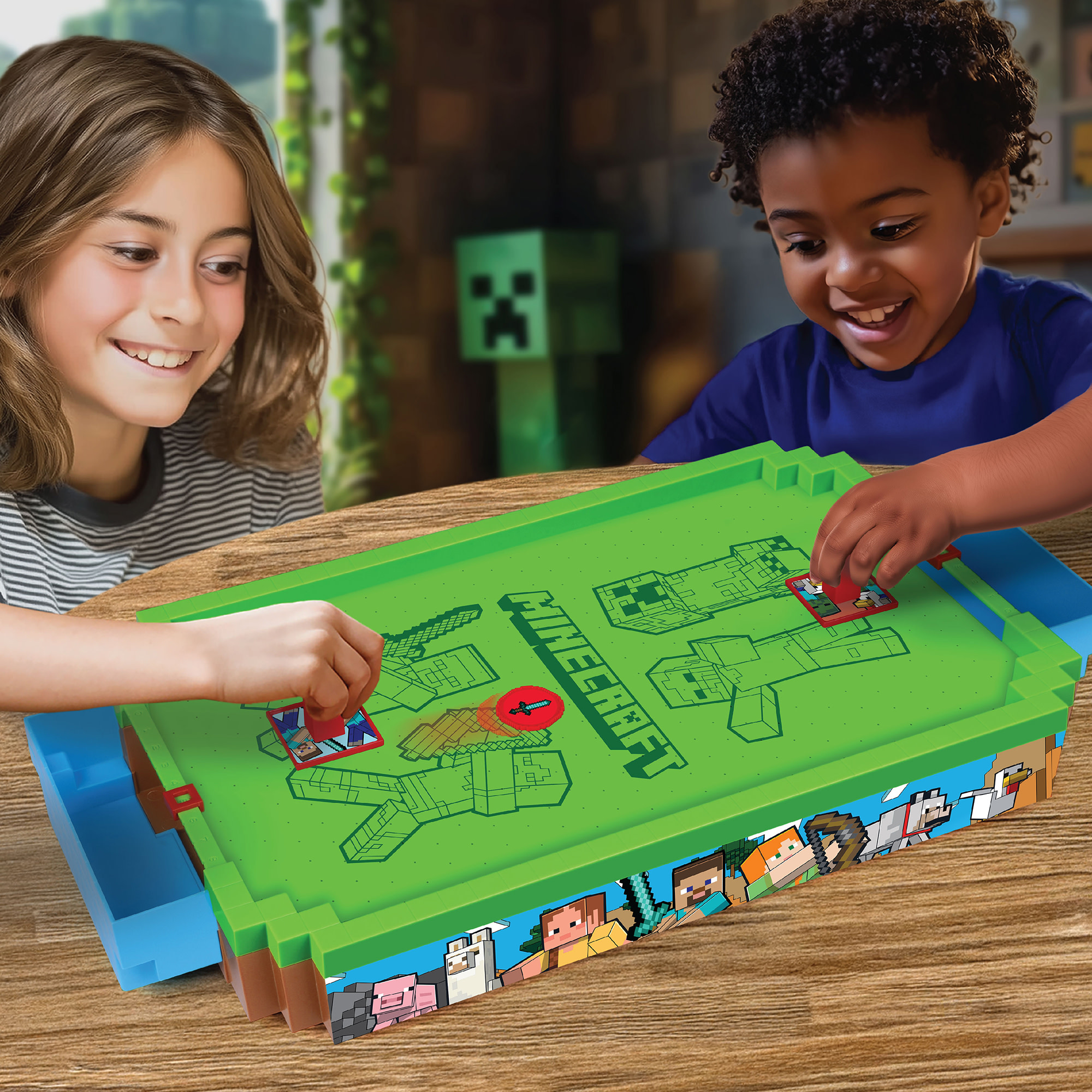 Minecraft: Arcade Air Hockey - Overworld -Premium Series, 21" Motorized Tabletop Game, Iconic Sounds, Licensed Collectible Toy, Adult-Kid 3+, 2 Player
