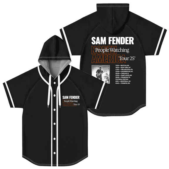 Sam Fender People Watching North America Tour 2025 Baseball Jersey Women Men Hooded Short Sleeve Shirt