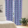 thumbnail image 3 of Ambesonne Ikat Window Curtains, Tribal Abstract Ogee Shapes, Each 28" W x 84" L, Purple Sky Blue and Pink, 3 of 5