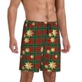 thumbnail image 2 of Naloa Checkered With Golden Stars Men's Short Pajama Pants, Pj Shorts, Lounge Comfort Shorts-Large, 2 of 6
