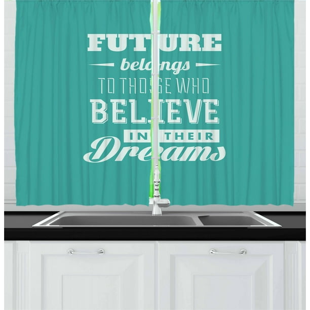 Motivational Curtains 2 Panels Set, Hipster Letters Saying Advice