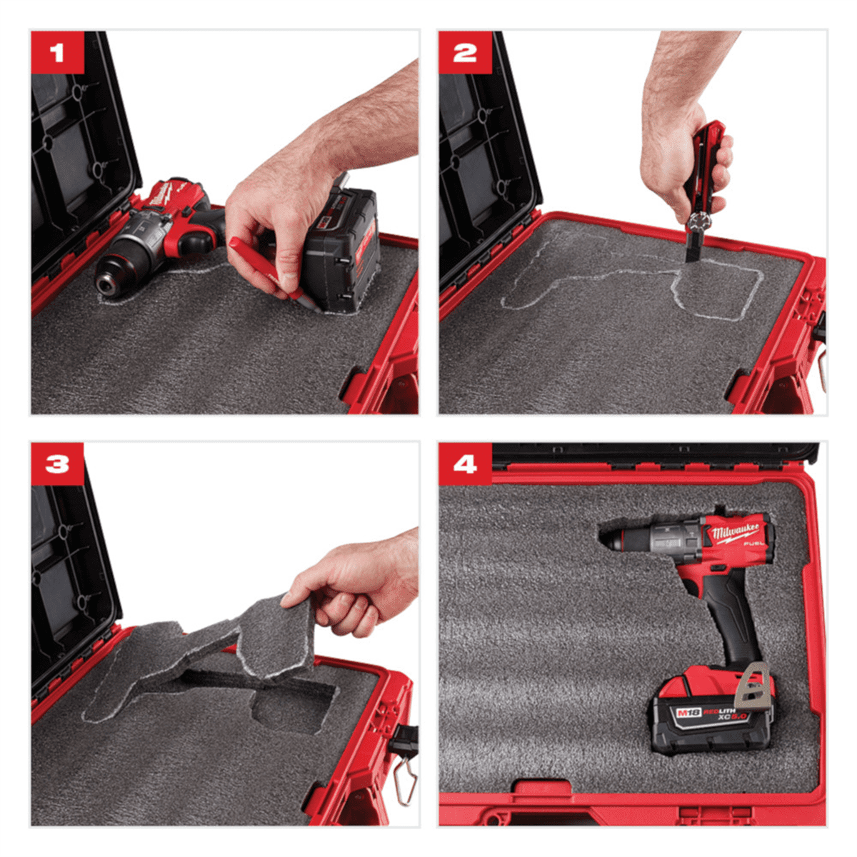 Milwaukee Tool Low-Profile Customizable Foam Insert for PACKOUT Drawer Tool Boxes