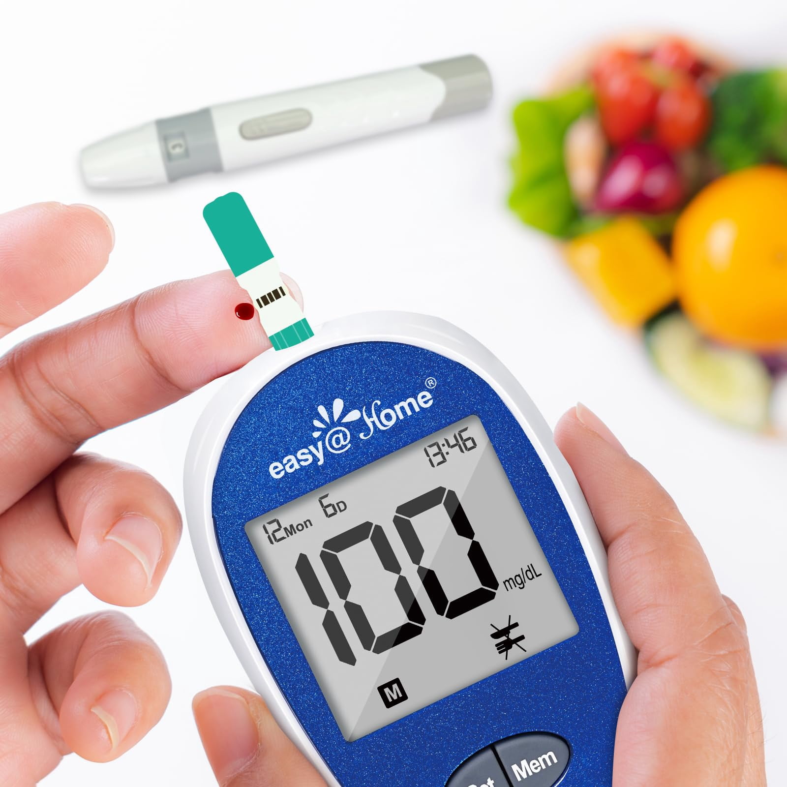 Easy@Home Blood Glucose Monitor Kit, Portable Blood Sugar Testing System, Includes Meter, Lancets, and Test Strips, Model EBG-100SL