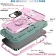 thumbnail image 6 of iPhone 13 Pro Max 5G Case with Slide Camera Cover Military Grade Heavy Duty Shockproof Three-Layer Case with 360° Ring Stand for iPhone 13 Pro Max 6.7"-Pink/Green, 6 of 8