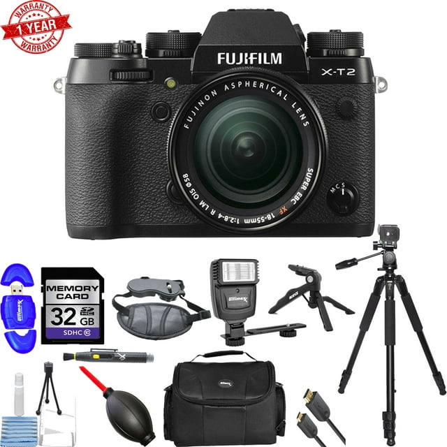 Fujifilm X-T2 Mirrorless Digital Camera with 18-55mm Lens | 32GB Memory Card Bundle