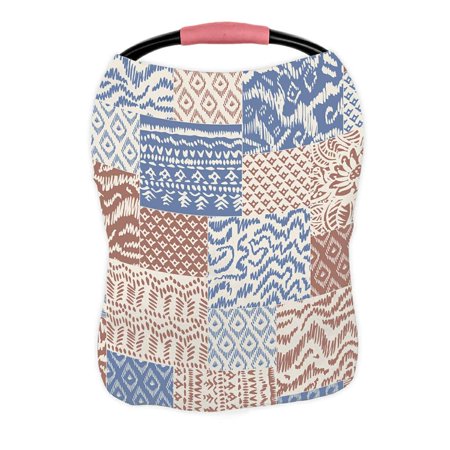 ECZJNT grey blue red terracotta beige wavy stripes fantasy leaves flower Nursing Cover Baby Breastfeeding Infant Feeding Cover Baby Car Seat Cover