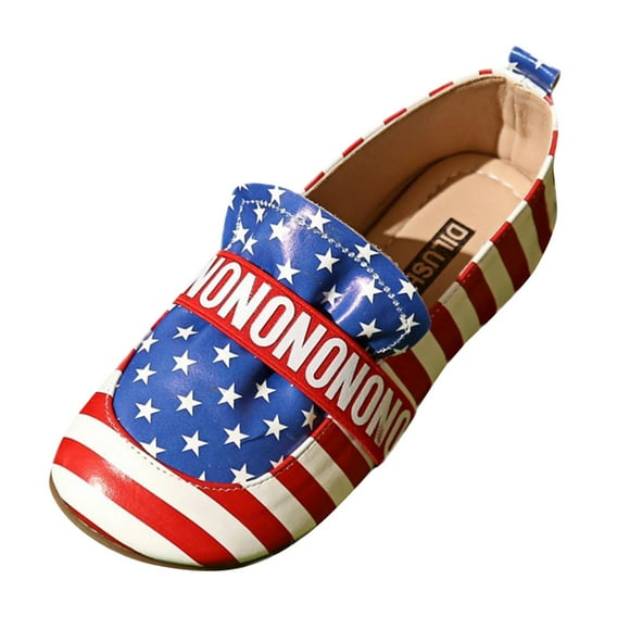 Heiheiup New Low Top Canvas Shoes Flat Heel Star Stripe Printed Women's Shoe Casual And Comfortable Single Shoe