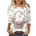 thumbnail image 3 of TaTaai Women Casual Loose Pullover Top Easter Print Three Quarter Sleeve Crew Neck Stylish Ladies Spring Outdoor Gathering Wear No Fading Soft Comfortable High-Rated Fashion T-Shirt Gift, 3 of 5