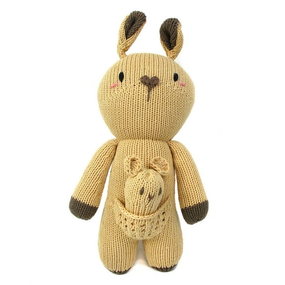 Hand Crochet Stuff Toy 10" Inch Knitting Kangaroo Plushy