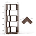 thumbnail image 6 of S-HOME Versatile 6 Tier Corner Bookshelf , Freestanding Organizer With Anti-Tip Device For Living Room And Bedroom, Dark Brown, 6 of 14