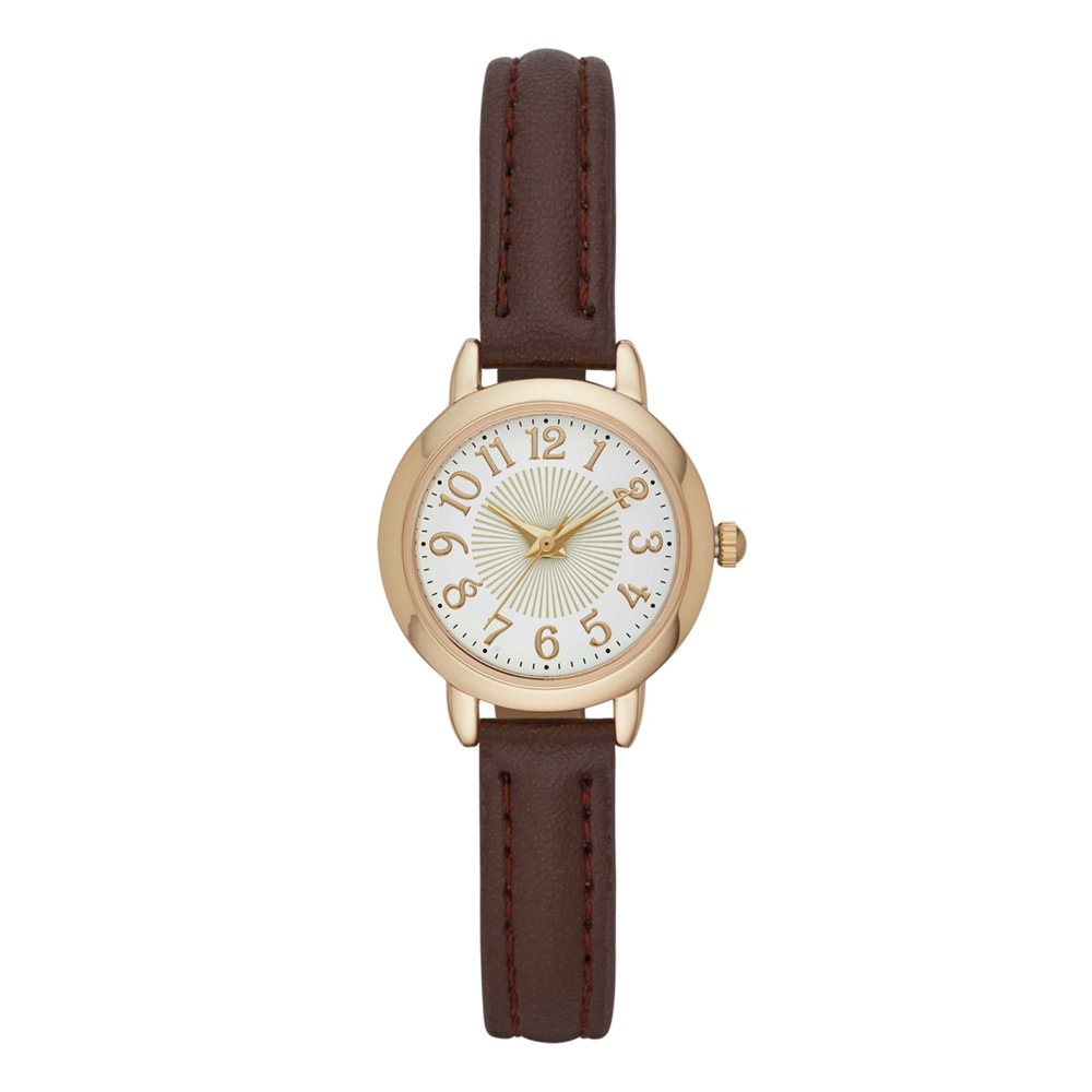 gold watch brown strap