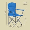 thumbnail image 3 of SONGMICS Silla de Camping, Juego de 2 Sillas de Exterior, Respaldo Alto, Apoyabrazos, Bolsillo para Tazas, Portátil, Plegable, Carga de 330 lbs, Acampada, Jardín, Pesca, Terraza, Azul, 3 of 8