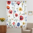 thumbnail image 3 of Pink Colorful Poppy Sheer Curtains 45 Inches Long, Spring Pastoral Flowers Leaves Light Filering Curtains, Breathable Simi Curtain Privacy Drapes for Kitchen Bathroom Small Window Treatment, 3 of 9