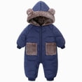 thumbnail image 2 of 18-26 Months Unisex Toddler Fall Winter Cartoon Printed Romper,Full Zip Front Bodysuit,Thermal Soft Cotton Long Sleeve Baby Jumpsuit for Newborn 12 18 24 Months 2T 3T,Navy, 2 of 8