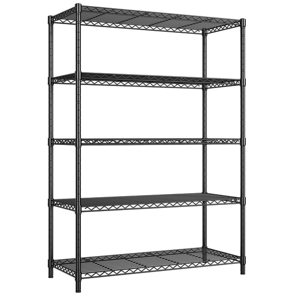 melmine 5-Tier Metal Storage Shelf,Adjustable Wire Shelving Rack 1100 lbs Capacity for Kitchen,Laundry Room,Pantry,Black