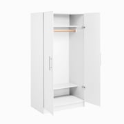 Prepac Armoir, Elite 32W x 35H x 20D White Wardrobe Closet & Cabinet - Functional Clothes Storage with Hanging Rail, Armoire Wardrobe - WEW-3264