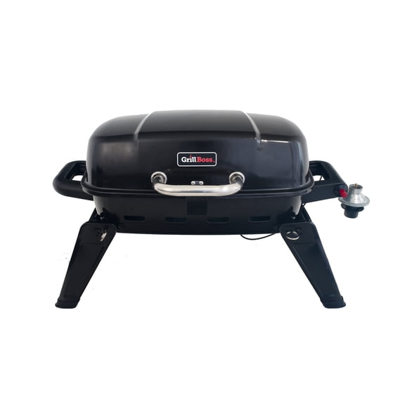 Grill Boss 1 Burner Portable Gas Grill, Propane Tabletop for Outdoor Cooking, Black