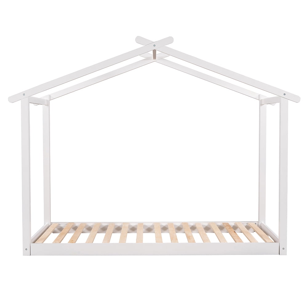 Kadyn House Platform Bed with Trundle, Two Beds, White Kadyn House Platform Bed with Trundle, Two Beds, White