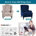thumbnail image 6 of LKJYER Wing Chair Slipcover 2 Pieces Soft Wingback Chair Covers Wingback Chair Covers Spandex Jacquard Checked Pattern Sofa Cover for Living Room and Bedroom, 6 of 6